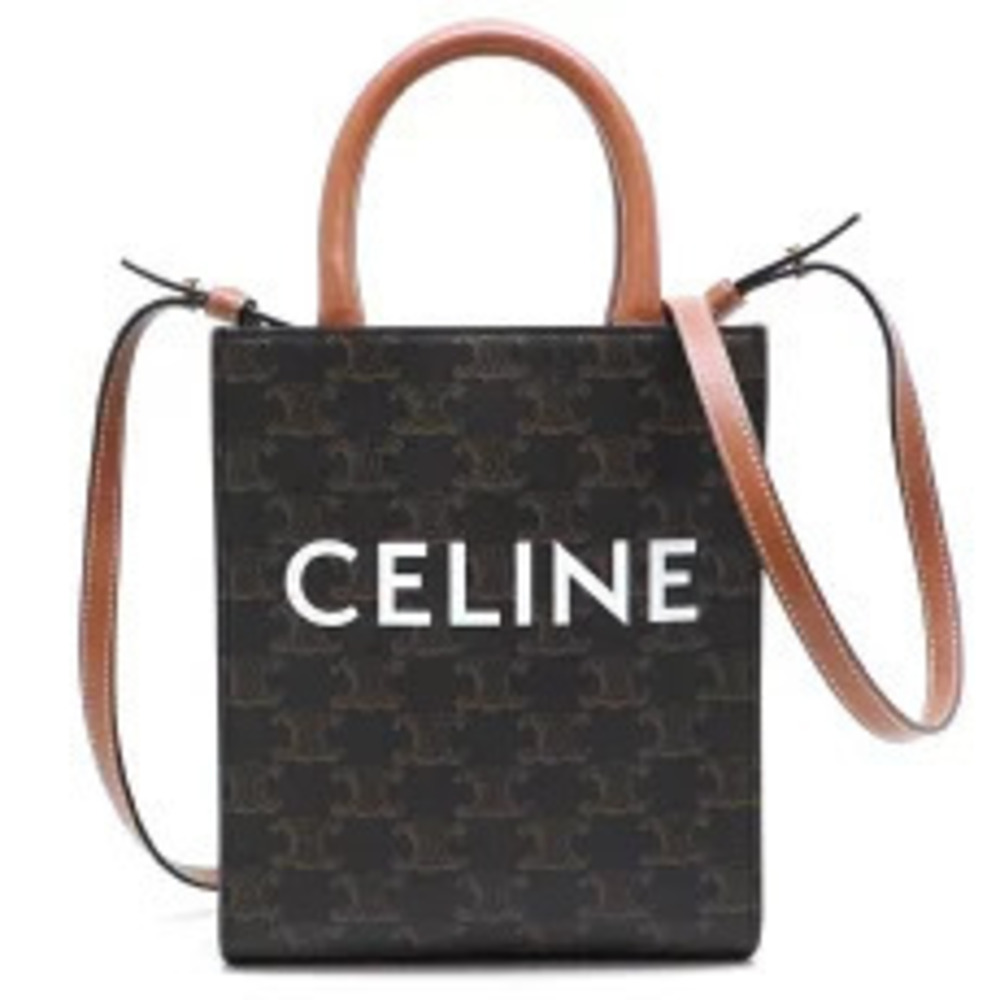 Celine Vertical Cabas Tote Bag Leather Tan Black